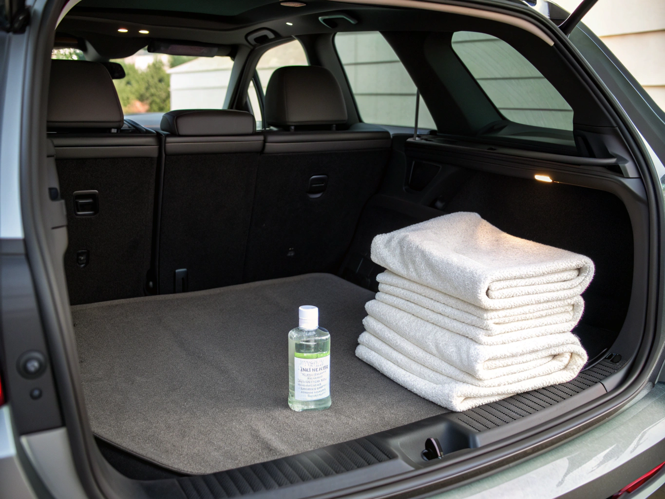 Vehicle cargo utility and trunk storage equipped with gear under clean lighting